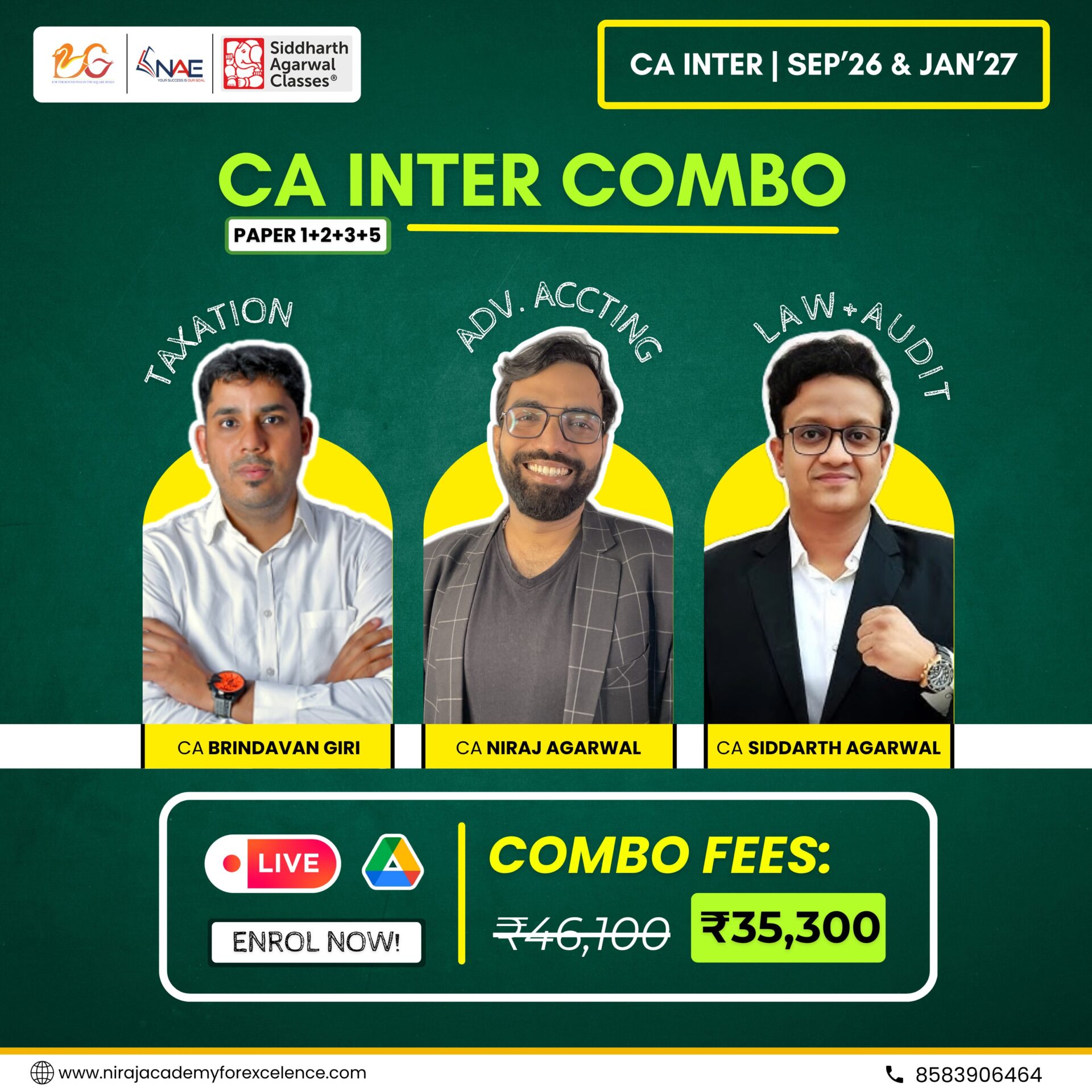 CA Intermediate Combo Advanced Accounting & Taxation & Law & Audit (Jan'26 / May'26)