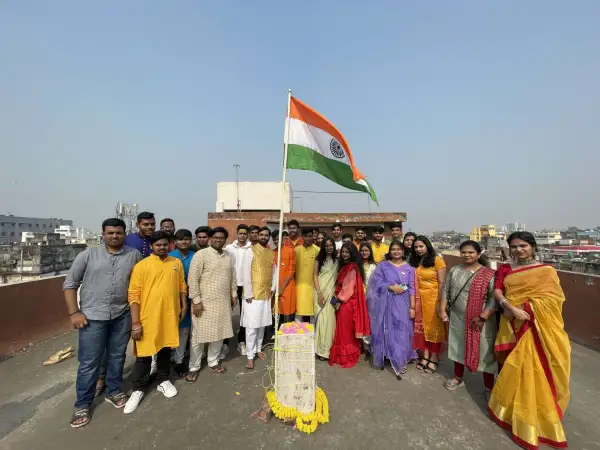 Flag hoisting on the academy rooftop